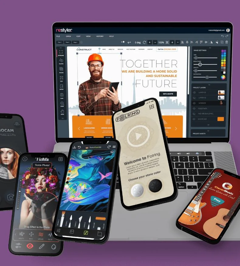App Design sample — multi-device app mockups