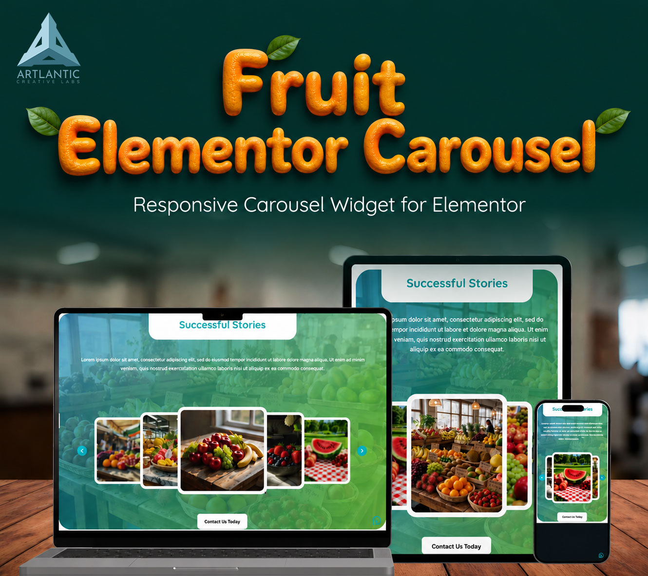 Fruit Elementor carousel widget preview