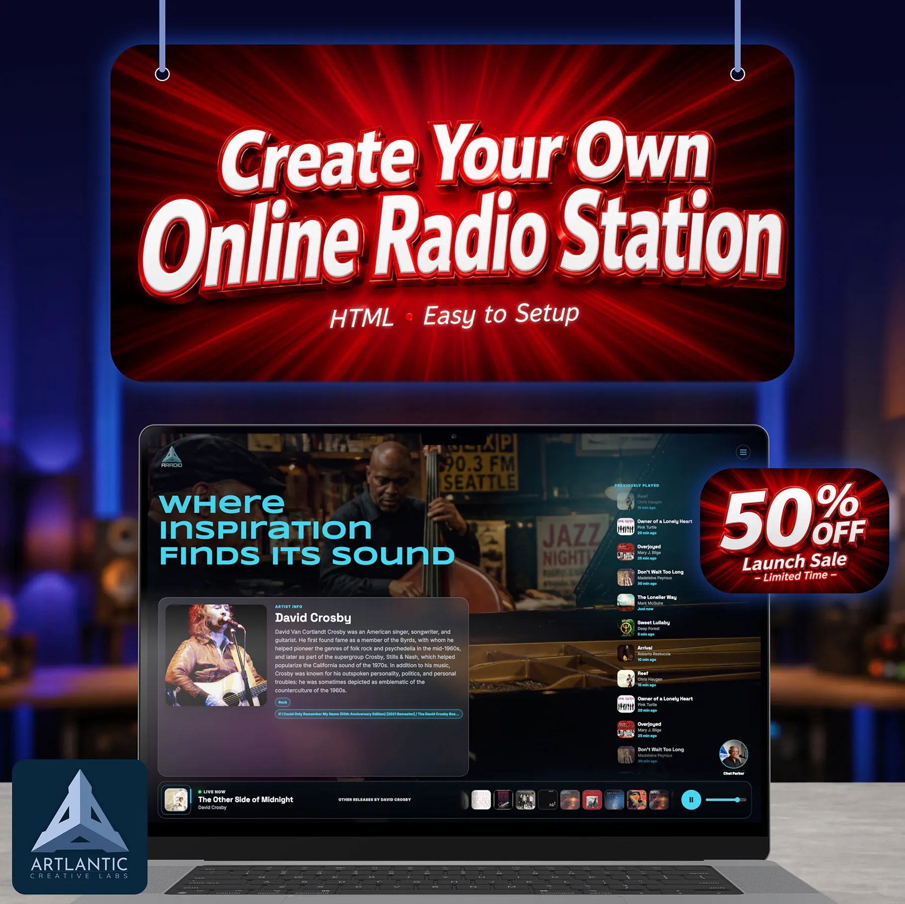 Online radio station website product preview